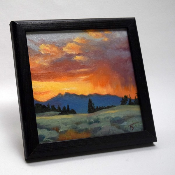 Rainy Sunset in the Tetons shown in its frame